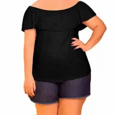 Blusa Ciganinha Plus Size Malha Laise