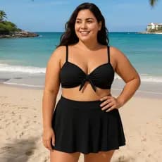 kit Biquíni Hot Pant Cintura Alta Com Sainha - Saída Praia - Moda Praia - Conjunto Saída Praia feminino