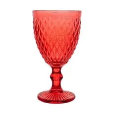 Taça de Vidro Vermelha 245ml Bico de Jaca /Diamond / Bico de Abacaxi – Taça para Vinho e Água