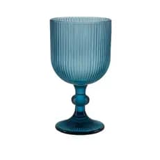 Taça de Vidro Bliss Azul Canelado 350 ml