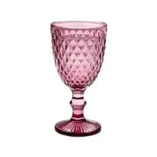 Taça de Vidro Rosa Claro 325ml Bico de Jaca /Diamond / Bico de Abacaxi – Taça para Vinho e Água