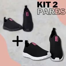 Kit 2 Tênis Meia Feminino Calce Fácil Botinha Ortopédico Esportivo Sneaker Slip On Casual confortável Academia