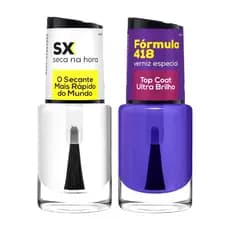 Vamos Finaliza SX O Ultra Secant 10ml + Base Top Coat Verniz Ultra Brilho 10ml Cora