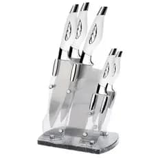 Kit Jogo De Faca Com 5 Peças Inox Com Suporte e Cutelo Profissional