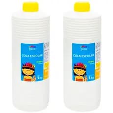 Kit 2 Cola Líquida Branca 1kg Escolar Lavável - Piratininga