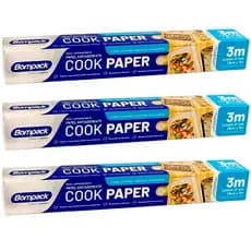 Kit 3 Papel Antiaderente Cook Paper Não Gruda 28cm x 3m Não Gruda Assar Grelhar Alimentos Air Fryer Forno - Bompack