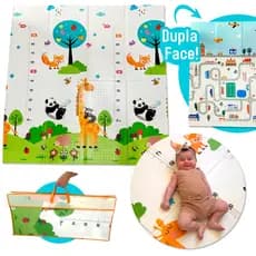 Tapete Bebê Infantil Tatame Dobrável 180x150cmx8mm Emborrachado Sem Cheiro Dupla Face Gigante