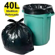 Saco Para Lixo 40 Litros Preto Resistente - 100 Unidades