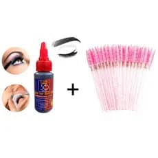 Kit Cola para Extensão de Cílios 30 Sec Salon Pro 30ml + 50 Escovinhas Glitter Extensao De Cilios