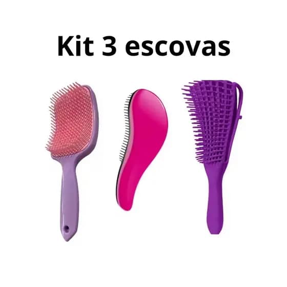 Kit De 3 Escovas Para Cabelo Escova Mágica Escova Raquete Flex Auto Cuidado Banho Cabelos