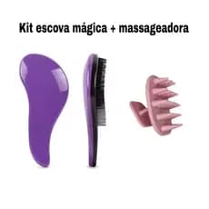 Kit Escova Mágica para Cabelos 1 Escova Massageadora De Silicone | Beleza e Cuidado