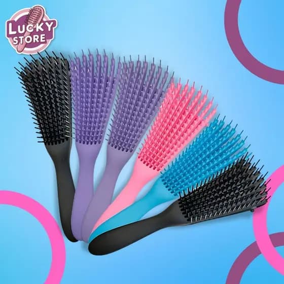 Kit 5 Escovas Polvo para cabelo Anti Frizz Cacheadas