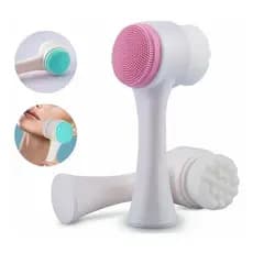 Escova Limpeza Facial 2 Em 1 Aparelho Massagem Esponja Cerdas Macias Dupla Face Escova De Limpeza Skin Care Esfoliante