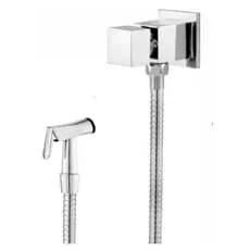 Ducha Higiênica Quadrada Banheiro Completa Engate Mangueira 1,20 com Gatilho Metal Cromada 1/4 Volta C-80 Metal