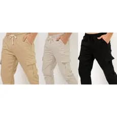 Kit 3 Calça Cargo Unissex Larga Unissex 6 Bolsos Esportiva Lisa Sarja Promoção Moda Blogueira Moda Gringa Sem Punho Verão