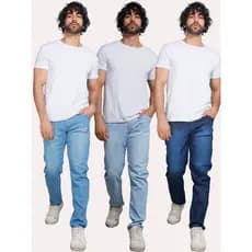Kit 3 calça jeans masculino elastano lavagem váriado lisa basica com preço pupolar promoção
