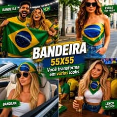 Bandana Lenço Bandeira do Brasil 55x55 Unissex Copa Do Mundo 2026