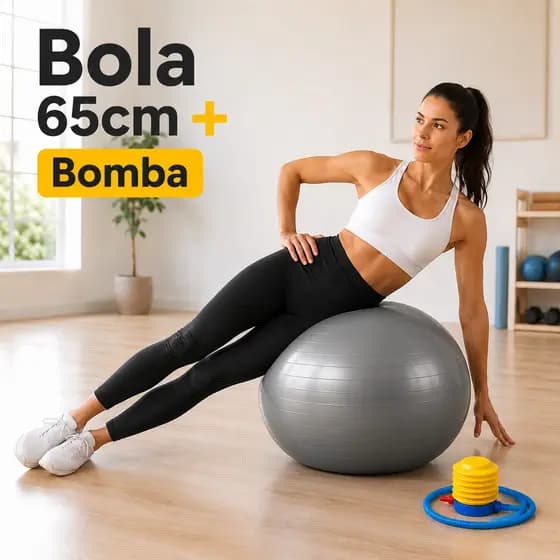Bola de Pilates 65 cm C/ Bomba Yoga Abdominal Ginástica Fitness