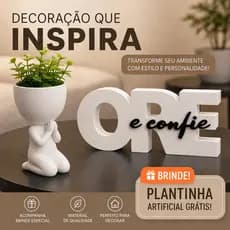 Vaso Decorativo Orando + Letreiro Ore E Confie | Decoração Para Sala, quarto e Escritório Perfeito