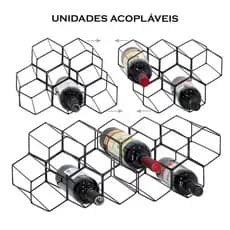 kit 2 adegas acoplável comeia de mesa para vinho decoração de arame