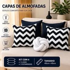 kit C/4 capas de almofadas decorativas para sofa Quarto e Sala.