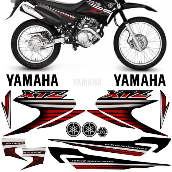 Conjunto Adesivo Xtz 125 2007 Preta Moto Faixa Jogo