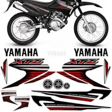 Conjunto Adesivo Xtz 125 2007 Preta Moto Faixa Jogo