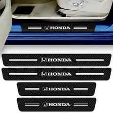 Kit 4 Peças Adesivo Soleira de Porta Carro Compatível Honda Proteção Fibra de Carbono Anti Arranhões