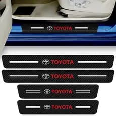 Kit 4 Peças Adesivo Soleira Porta Carro Compatível Toyota Proteção Fibra de Carbono Anti Arranhões