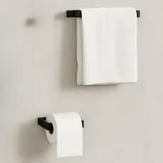 Acessórios Para Banheiro Preto Adesivo 2 Peças Suporte de Papel Higiênico + Suporte Toalha de Rosto
