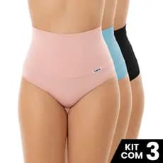 Kit 3 Calcinhas Cós Alto 15Cm Aperta Barriga Modeladora Compressão Maternidade Pós Parto
