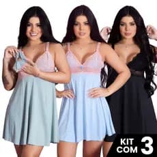 Kit 3 Camisolas Amamentação Pós Parto Com Abertura Frontal Maternidade Gestante Confortável Feminina