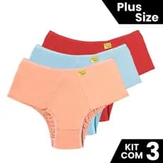 Kit 3 Calcinhas Conforto Plus Size Grávida Pós Parto Microfibra Com Pala Lateral