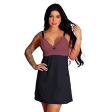 Camisola Amamentação Bicolor Gestante Fecho Pós Parto Maternidade Vestido Dormir