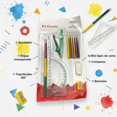 Kit Escolar Geométrico Completo Win Paper – 13 Peças Essenciais - Tudo O Que Você Precisa Em Um Só Lugar