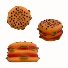 Kit Com 02 Hamburguer Brinquedo Borracha Mordedor Sonoro Para Pet Cachorro Cão