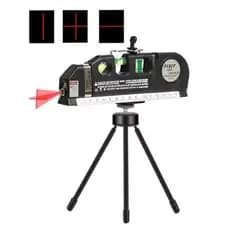 Kit Nível Laser Trena Com Tripe Prumo 3 Pontos Profissional + 3 Baterias de Reserva