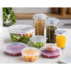 Kit 6 Tampas Silicone Reutilizaveis Vedacao Conservacao Alimentos Frutas Copos Panelas Anti vazamento