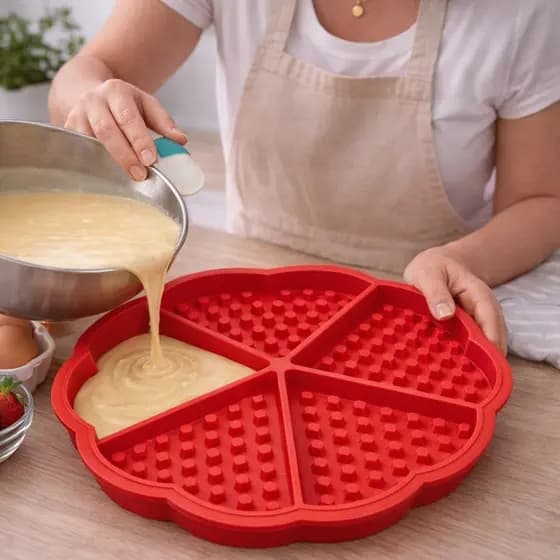 Forma Silicone Para Waffle Panquecas Ovos Café da Manhã 5 Divisorias Antiaderrapante Desenforma Facil Sortida