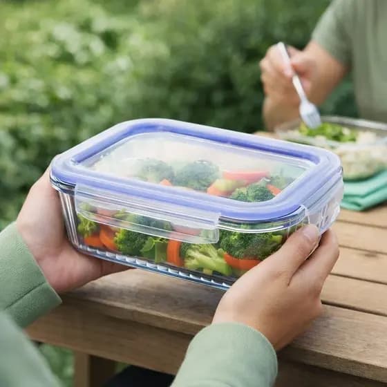 Pote Hermético Retangular 640ml Tampa Estampada Vedação Segura Conserva Alimentos Cozinha Guarda