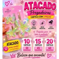 Kit Pregadeira de Cabelo Atacado 10/ 15/ 20 cartelas Feminina revenda