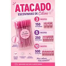 Kit 150/ 250/ 500 unidades escovinha com Glitter extensão de cílios e sobrancelha
