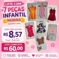 Lote Roupas Infantil Menina 1 a 3 Anos | 7 Peças Usadas