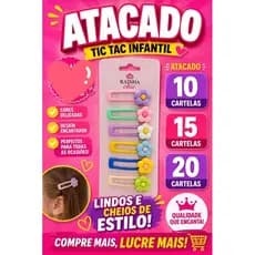 Kit Tic Tac Infantil presilha Atacado 10/ 15/ 20 cartelas revenda