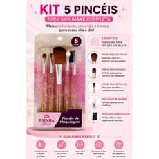 Kit 5 pincéis de maquiagem beauty brush, sombra, cílios, sobrancelha