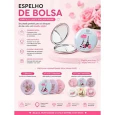 Kit espelho portátil maquiagem dupla face pequeno mini redondo