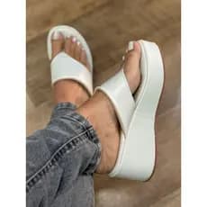 Tamanco Flat Alto Plataforma Sandália Feminina Anabela Asa Delta Dedo Chinelo