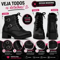 Bota Feminina Tratorada Com Fivelas