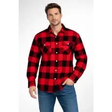 Camisão em Algodão Franelado Xadrez com Bolso