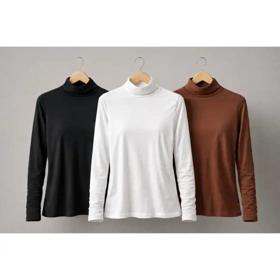 Blusa Feminina Viscolycra Gola Alta Manga Longa Estilo Casual
